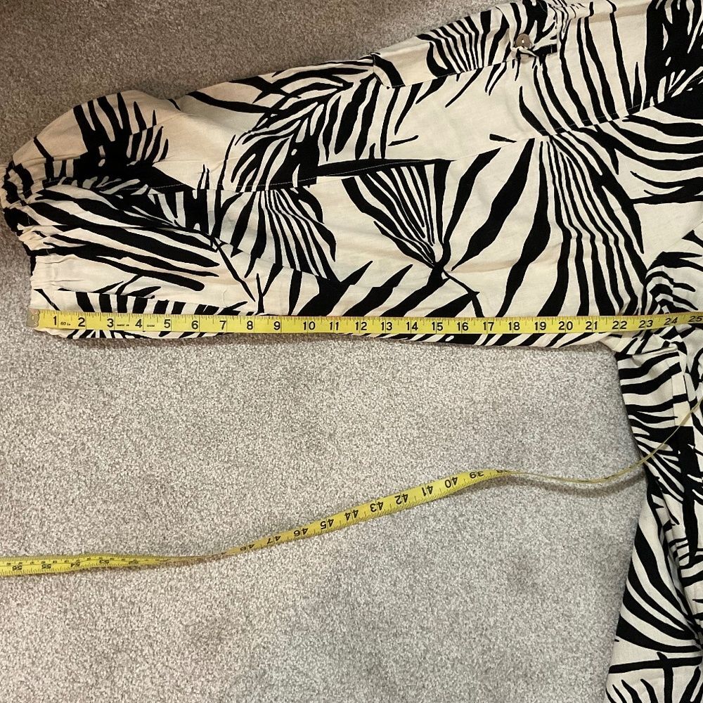 Rachel Zoe Plus Linen Blend Drawstring Cargo Joggers Size 1X Black/Khaki - Picture 9 of 11